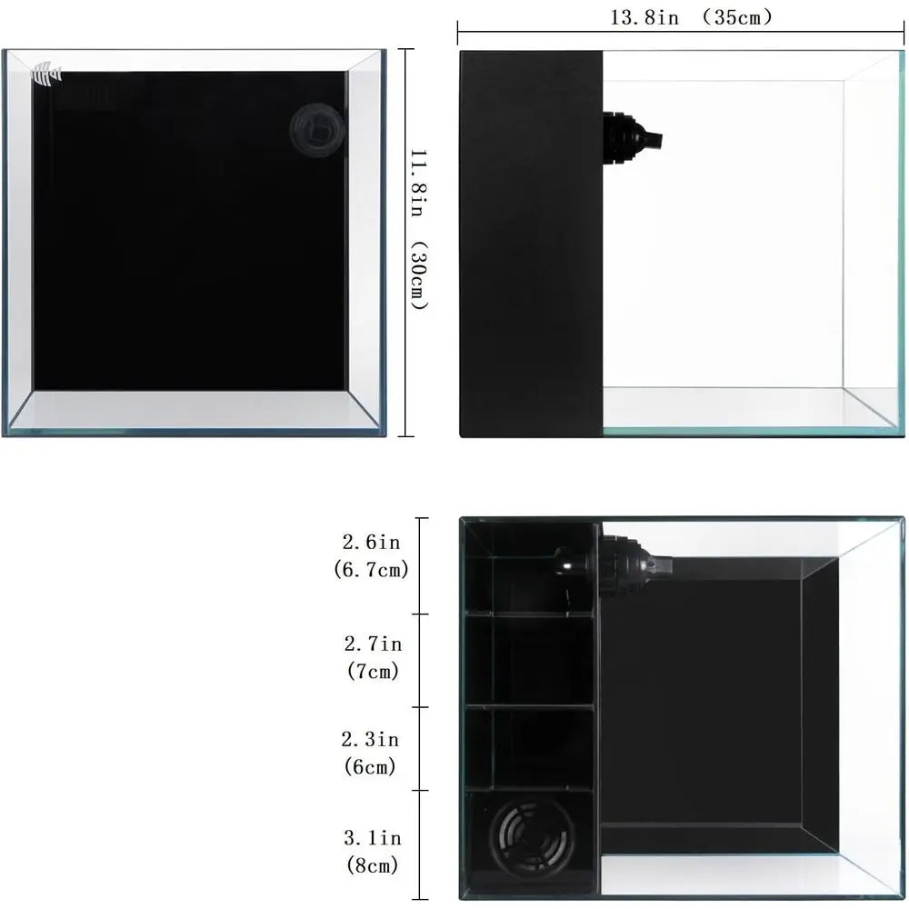8-Gallon Saltwater Tank with Low Iron Glass, 45° Joints, Ideal for Marine and Reef Aquariums
