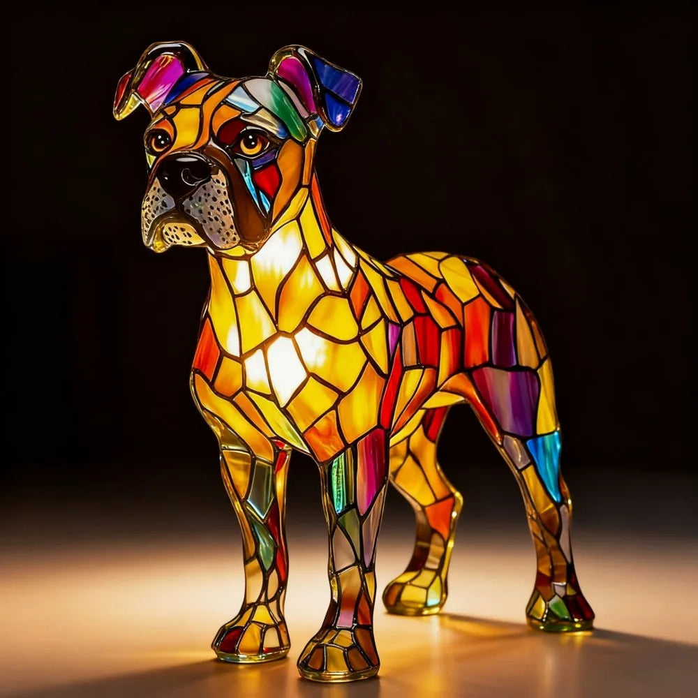 LED Night Light Glowing Dog. Series Artistic Animal Statue. French Bulldog, Labrador Retriever, Golden Retriever. Resin Ornaments