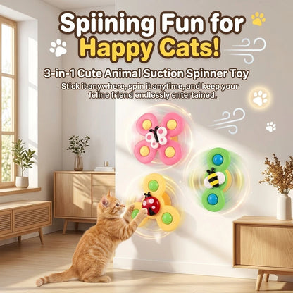 Pet cat toys, insect suction cups, spinning toys, rotating windmills, cat teasers, cat stress relief toys,