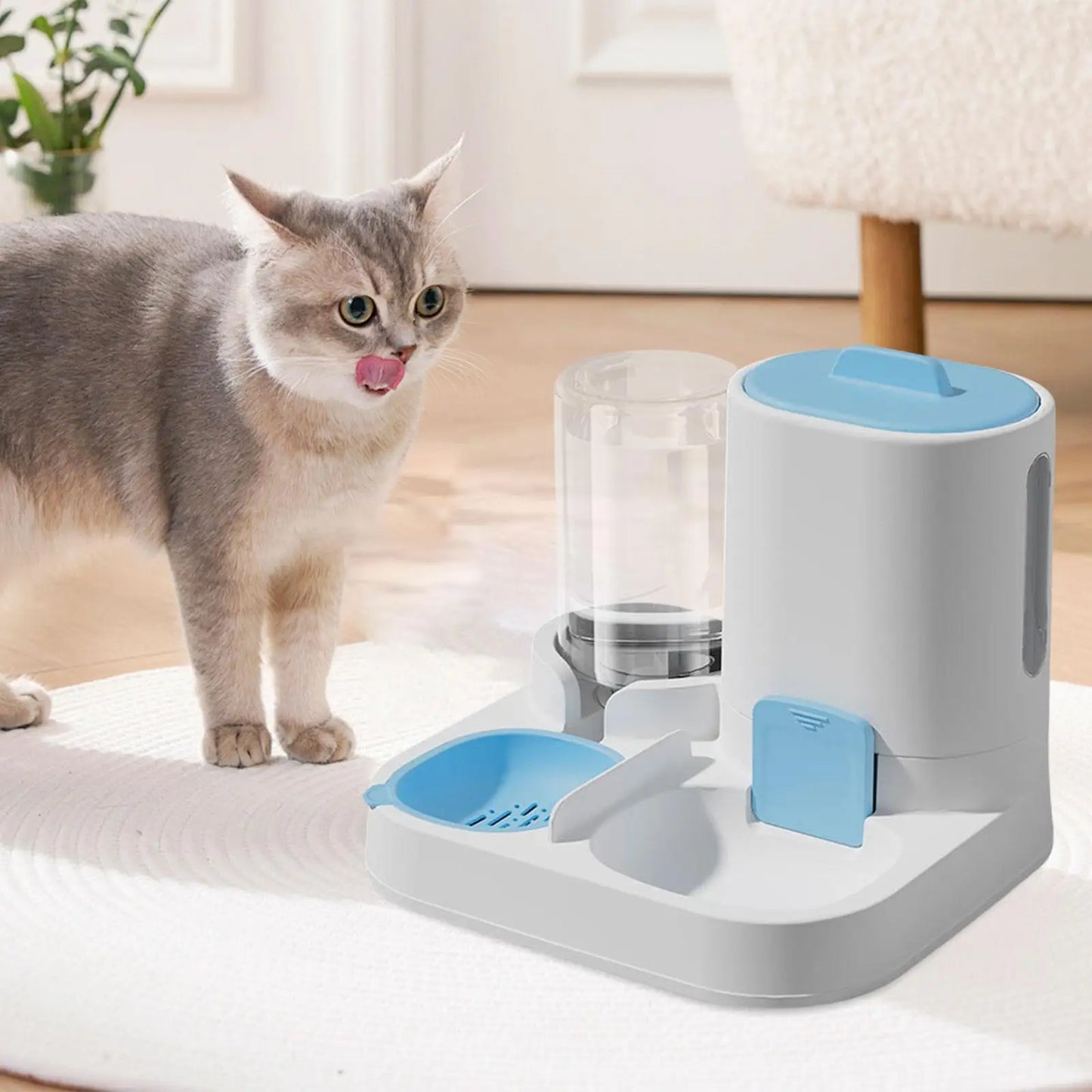 Automatic Pet Feeder & Waterer, Pet Bowl Compact Feeding Station. Cat or Dog Feeder Water Dispenser