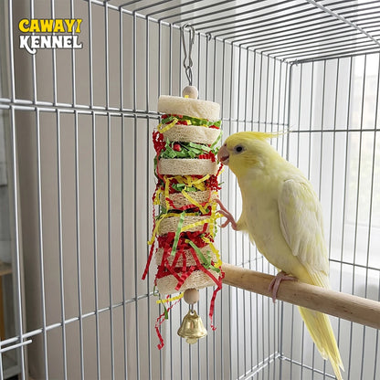 Funny Bird Toys. Parrot Toys Swing. Parrot Cage, Natural loofah. Hanging with Bell. Cockatiel, Parakeet Pet Bird Bites, Climb Chew Toys