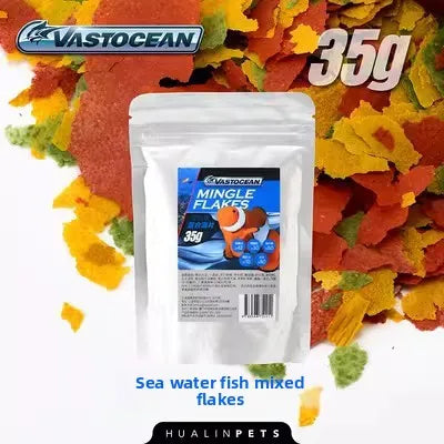 VASTOCEAN Marine Fish Food. Soft Slow-Sink Pellets. Coral Tank Safe Formula for Clownfish, Picky Eaters Ornamental Fish