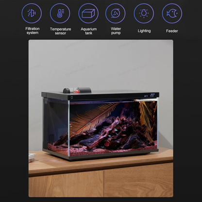 MIJIA Smart Fish Tank Aquariums,Remote Feeding, 5-Stage Filtration, LED Lighting, App-Controlled, CN Version With Adapter