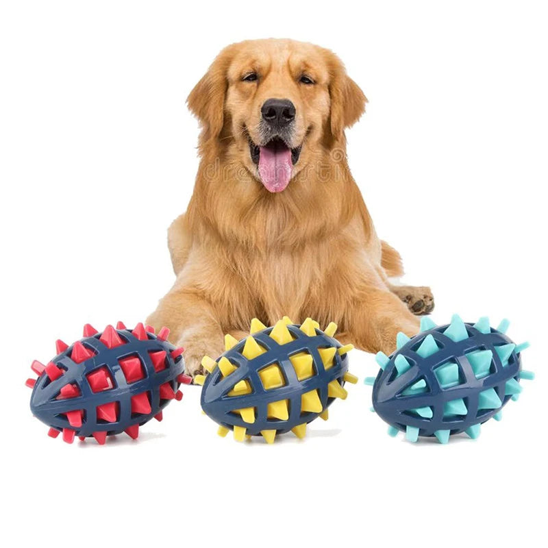 Dog rubber rugby, soft spines, teeth grinding, bite resistance, squeezing, vocalization accompanying large and medium-sized dogs