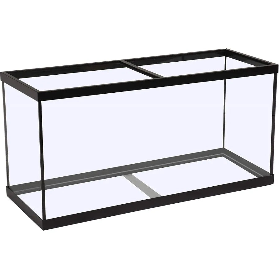 55 Gallons Rectangular Glass Aquarium for Home or Office Decor. Transparent Fish Tank with Builtin Filtration Sys