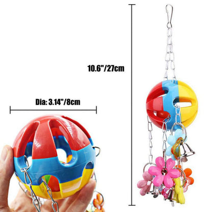 Parrot Toy. Colorful Bird Ball With Bell For Cage Bird. Chew Toy for Playing and Training. Ball Hanging Toy For Small Parakeets
