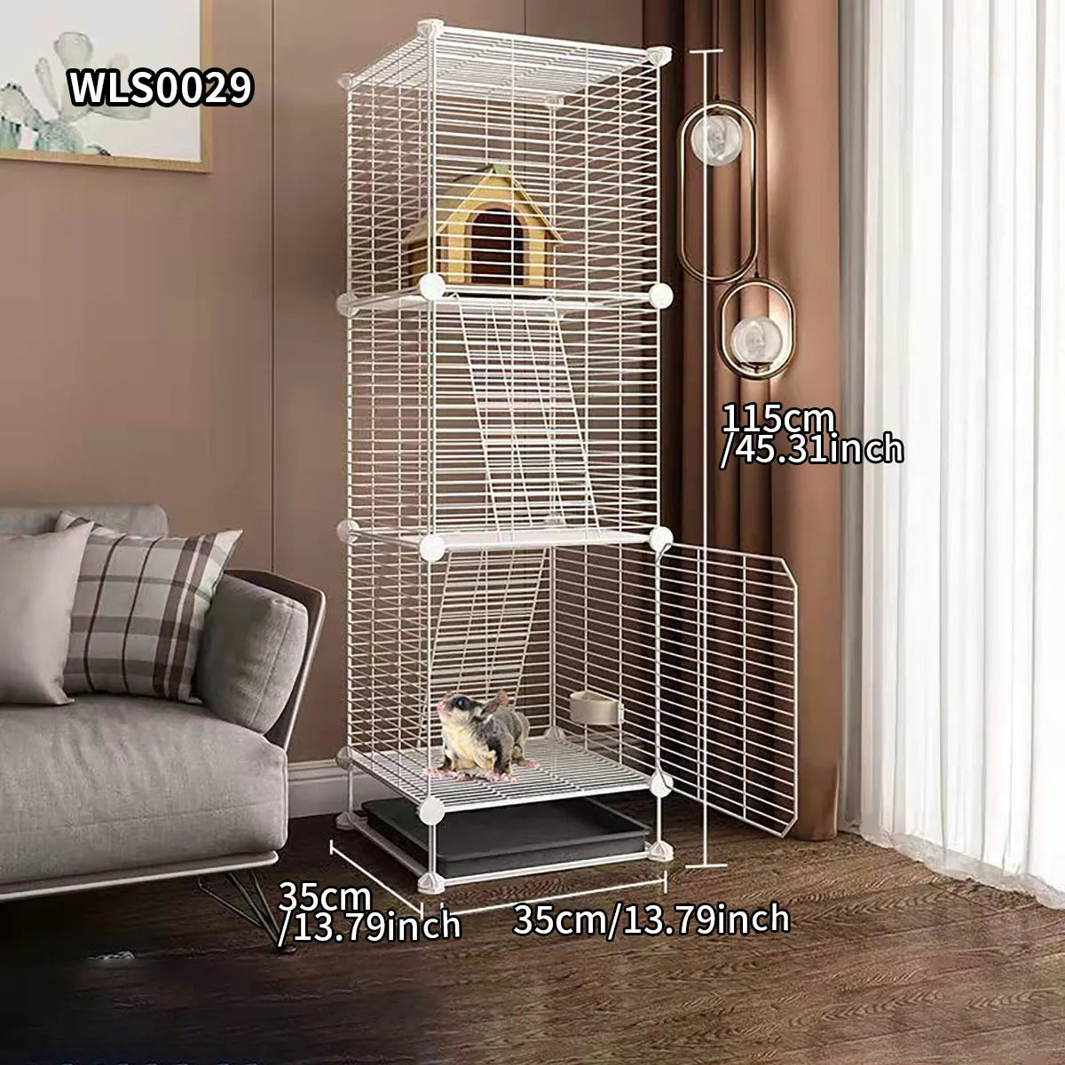 Small Animal Cage for Home Use That Does Not Occupy an Area with Toilet, Large Rabbit Cage, Sugar Glider, Breeding Squirrel Cage with Tray