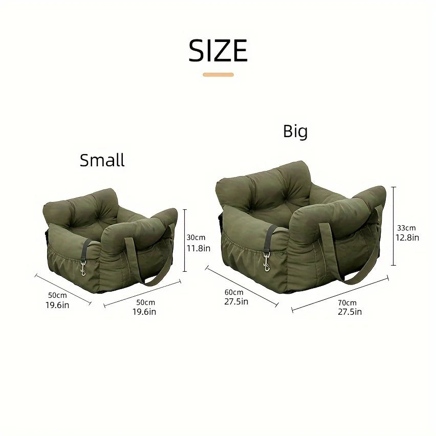 Dog Car Seat with Safety Belt - Non-Slip, for Small Dogs, Washable Travel Carrier with Secure Straps for Safe Car Seat