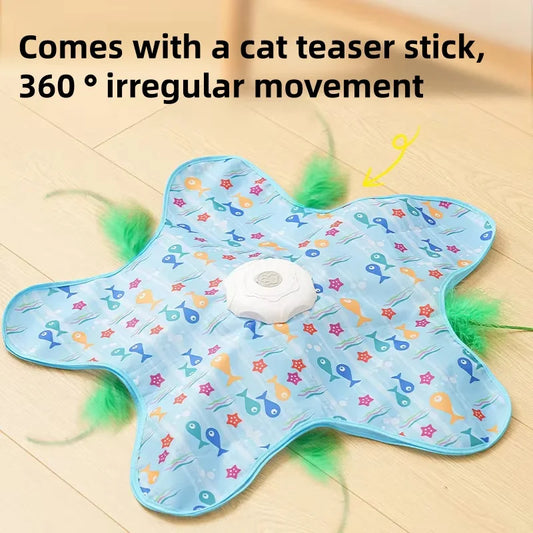 Cat Hunting Carpet, Teasing Stick, Five Pointed Star Toy.  Automatic Rotating Wheel, Self  Entertainment Hiding Hood, Interactive Cat Toy