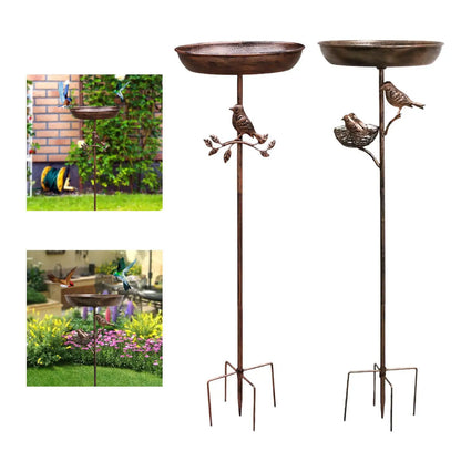 Bird Bath on Stand. Metal Outdoor Feeder Tray for Drinking and Feeding. Attracting Garden Birds