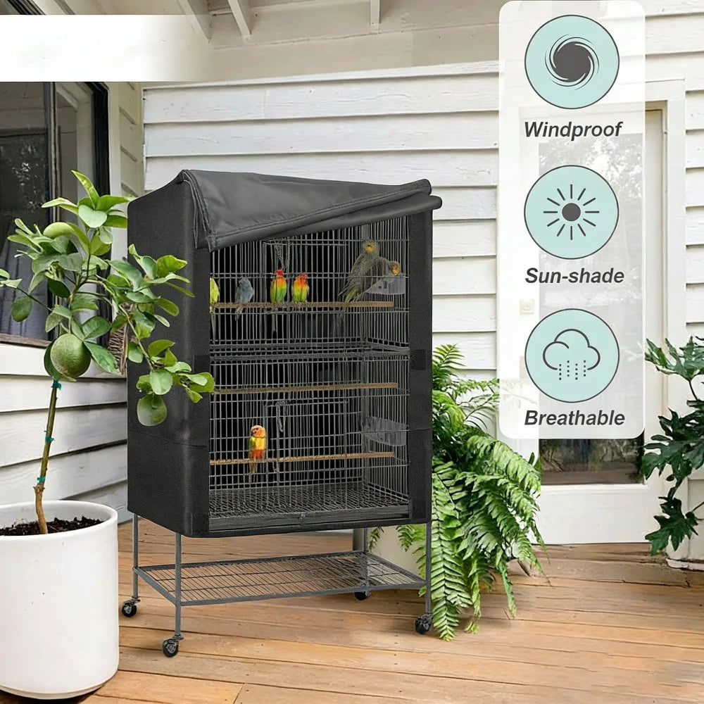 Oxford Cloth Bird Cage Cover - Light-Blocking, Ventilated, Waterproof & Dustproof, Night Pet Bird Cage Protective Cover