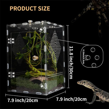 Transparent Acrylic Reptile Breeding Box For Geckos, Lizards, Snakes And Insects. Large Desktop Display Storage For Home Desk Decor