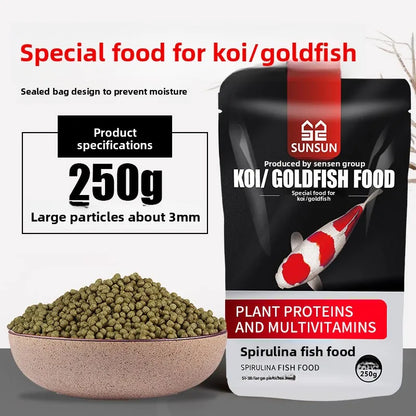 SUNSUN Koi Ornamental Fish, Goldfish Feed. High Spirulina Color Enhancing Fish Food