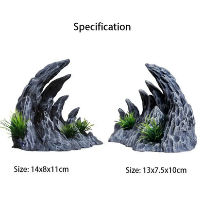 Resin Aquarium Decoration. For Fish Tanks. Simulated Canyon Ornament Acuario Rocks. Fish Decor 2pcs