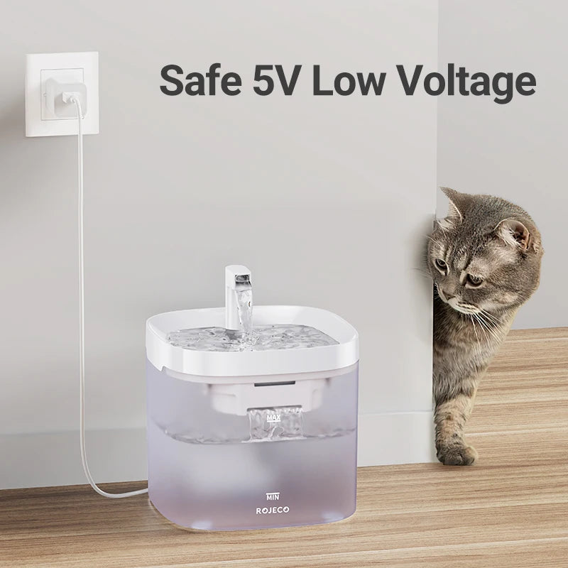 Automatic Cat Water Fountain. Rechargeable Cat Water Dispenser for Pet Dogs and Cats. Smart Drinking Filter with Pump.