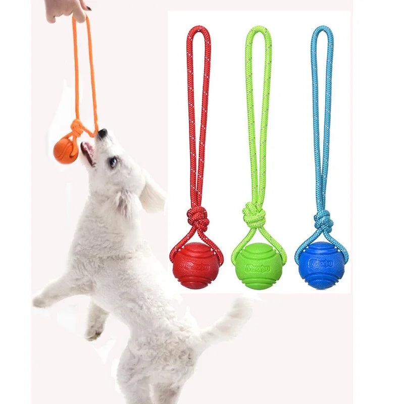 Dog Training Ball on Rope. Cotton Rope Ball. Nontoxic, Durable Interactive Dog Toy for Big/ Small Dogs. Catching/Throwing /Tugging