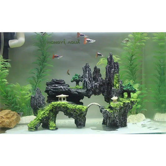 1 piece resin, large/small size, rockery stone fish tank landscaping. Aquarium hiding cave.