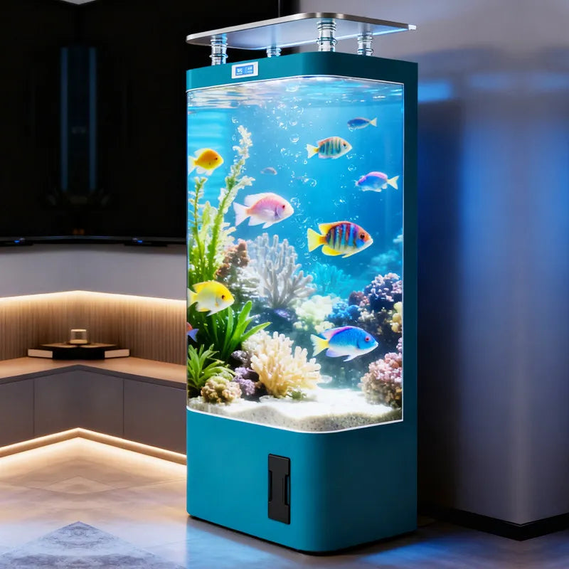 Smart Self-Cleaning Fish Tank - Medium Sized Standing Ecological Aquarium with Built-in Filtration  No Water Change Needed