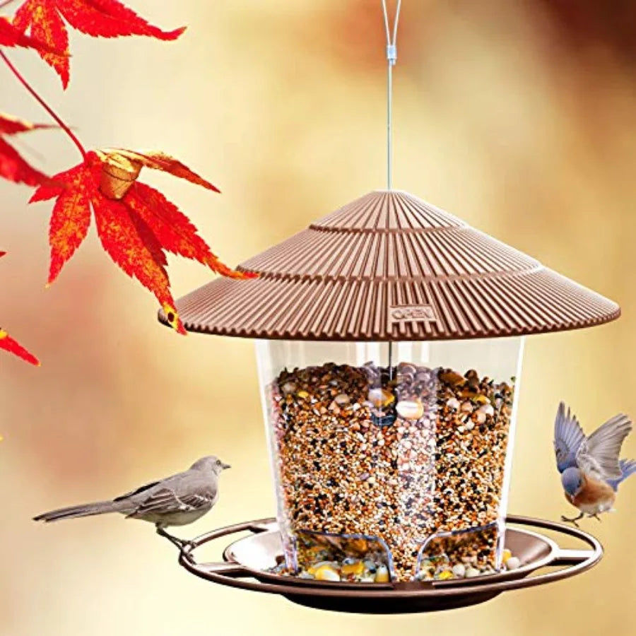 【Spot goods】Bird Feeder Outdoor Hanging for Wild Bird Seed, Brown