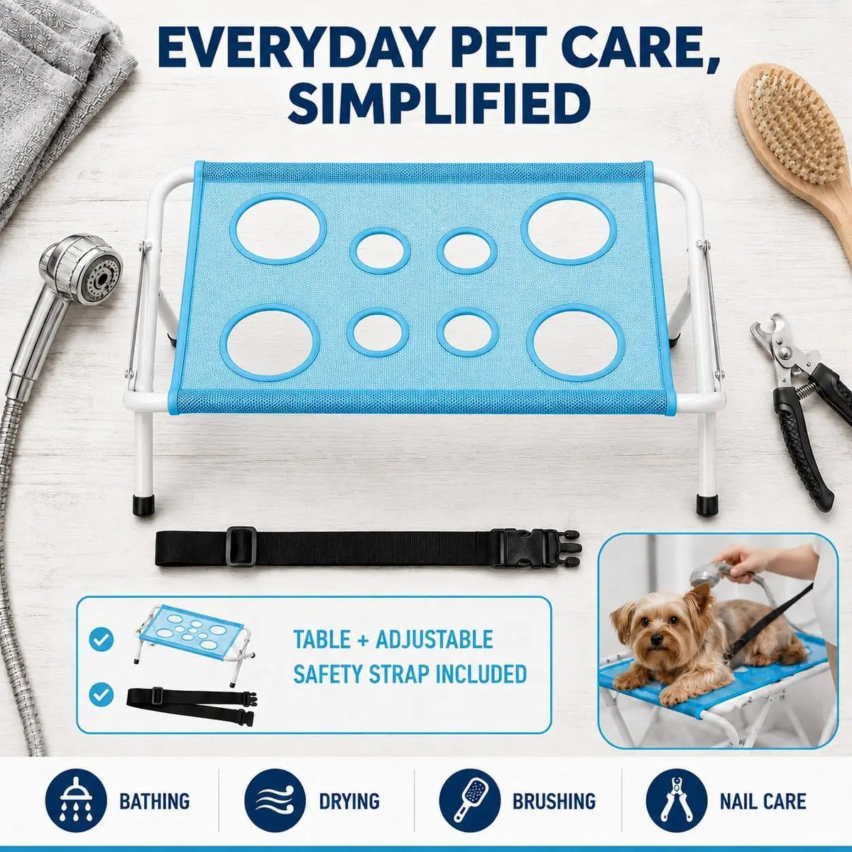 Dog Grooming Hammock, Foldable Cats Pet Paw, Bathing Wash Hammock Stand. Mesh Bath Support for Nail Trimming, Bathing, Grooming
