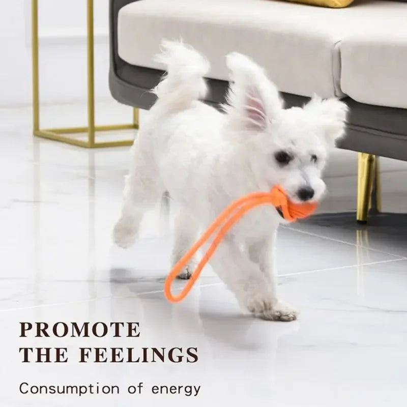 Dog Training Ball on Rope. Cotton Rope Ball. Nontoxic, Durable Interactive Dog Toy for Big/ Small Dogs. Catching/Throwing /Tugging