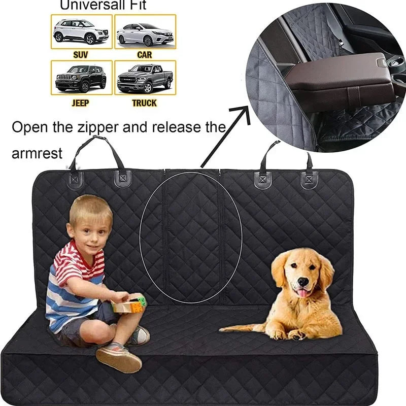Car Dog Seat Cover for Back Seat. Waterproof Auto Rear Pet Seat Protector Mat. Nonslip Universal Safety Carrier For Traveling Dogs