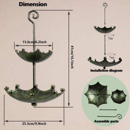 1Pc Antique Umbrella-Shaped Bird Feeder - Outdoor Hanging Bird Bath and Food Bowl, Suitable for Outdoor Gardens, Patios, Backyards, Bird Feeding, Attracting Wildlife