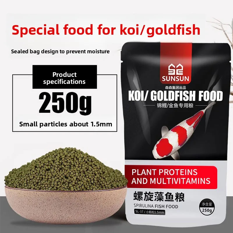 SUNSUN Koi Ornamental Fish, Goldfish Feed. High Spirulina Color Enhancing Fish Food