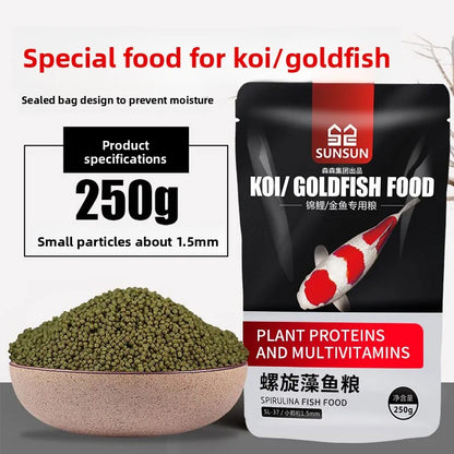SUNSUN Koi Ornamental Fish, Goldfish Feed. High Spirulina Color Enhancing Fish Food