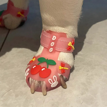 Dog Summer Sandals. Cartoon Fashionable. Anti-slip, Breathable Rain Boots, Waterproof, Wear-resistant