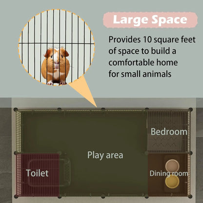 DIY Small Animal Cage with Door, 16 Panel Pet Playpen for Bunny or Hedgehog. Waterproof, Indoor/Outdoor