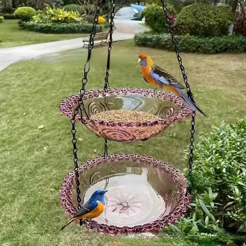 New Bird Flower Shaped Hanging Bird Feeder/Birdbath For Garden, Yard, Farm.