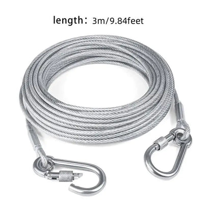 Double-headed Dog Tie. Outside Cable Leash , traction rope with metal buckle, steel wire anti-rust training collar,Outdoor Dogs Strap