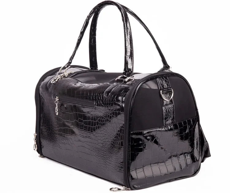 Portable Outdoor Pet Cat/ Dog Carrier Bag with Purse. Leather Travel Small Dog Handbag