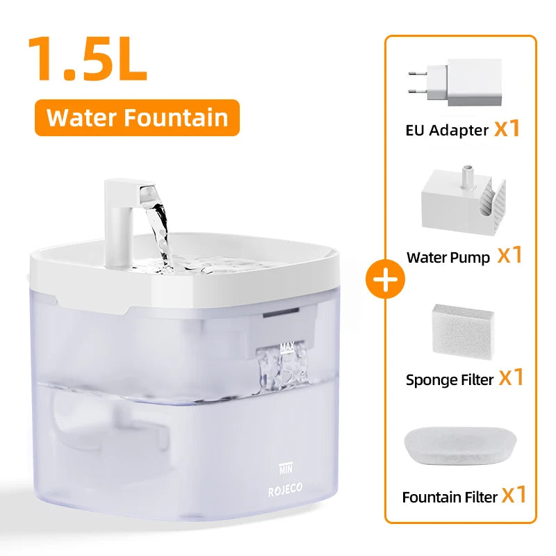 Automatic Cat Water Fountain. Rechargeable Cat Water Dispenser for Pet Dogs and Cats. Smart Drinking Filter with Pump.