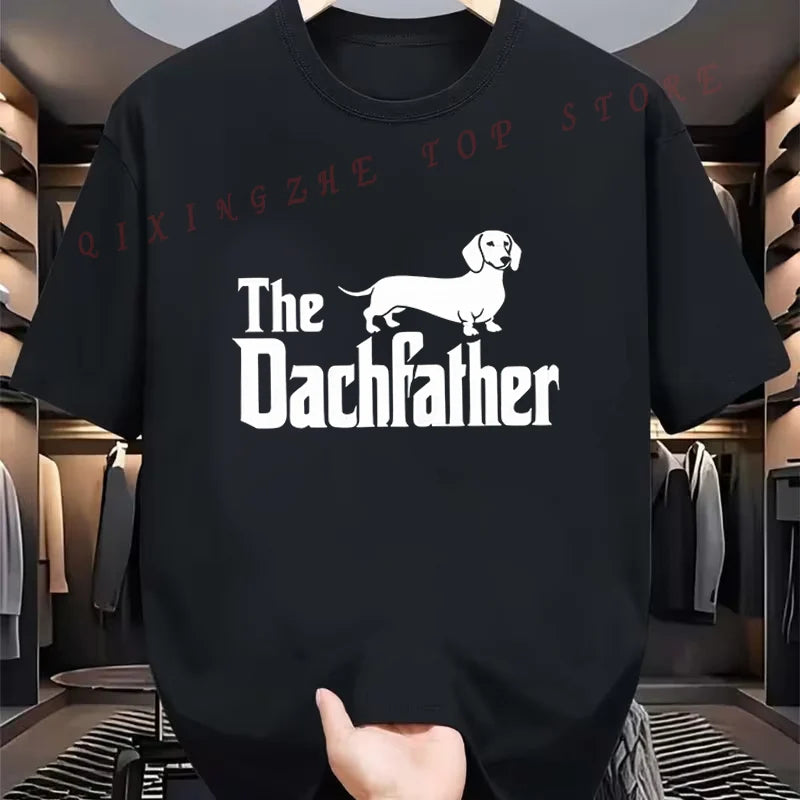 Men's The Dachfather Dachshund Graphic T-Shirt - Funny Dog Lover Tee With Dachshund Design. Short Sleeve T-shirts