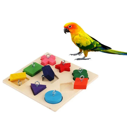 Parrot Educational Toys. Parrot Interactive Training Toys. Wooden Block Puzzle Toy.