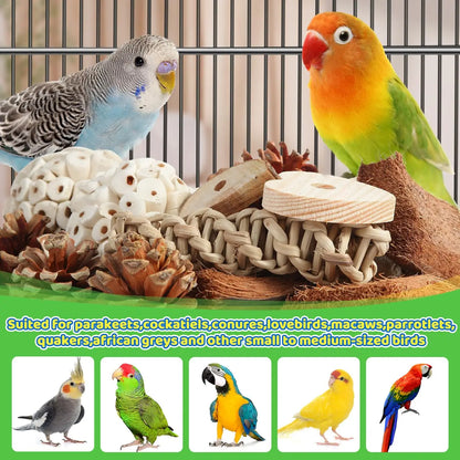 Bird Toys. Parrot Natural Bird Foraging Box. Foot Toys for Parakeets, Cockatiels, Conures, Love Birds and Other Small to Medium Birds