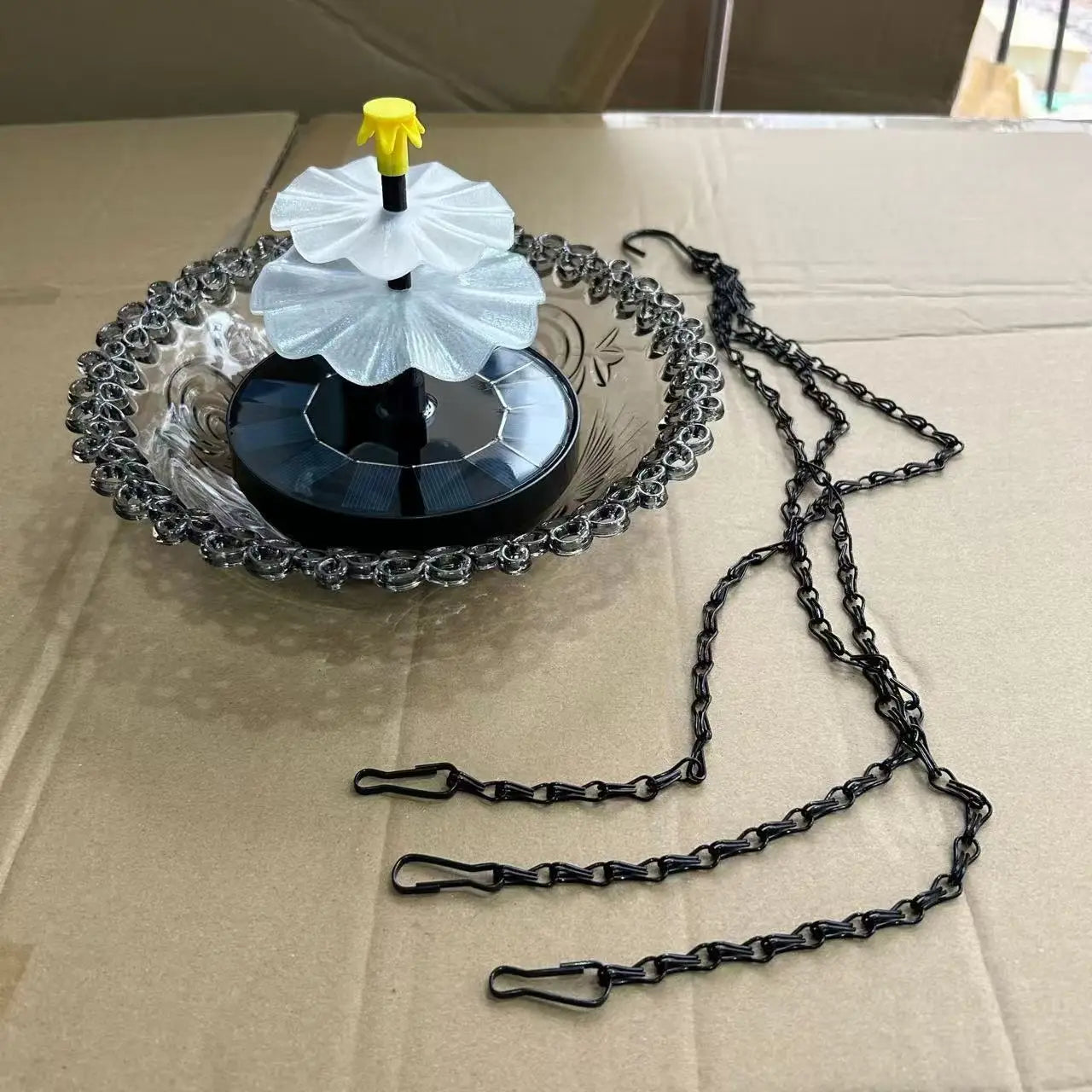 Bird Feeder. Hanging Bird Bath with Fountain. Outdoor Bird Drinking Tray with Hook for Garden Backyard. Wildlife Feeder