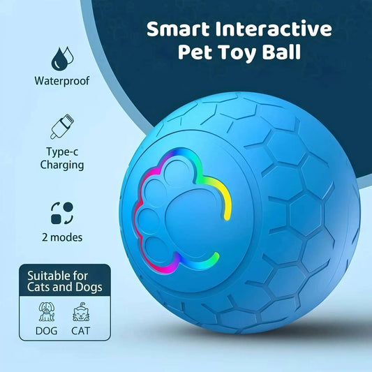 Smart Dog Interactive Toy Ball. Electronic Pet Toy Ball. USB Automatic Bouncing Rolling Toy With RGB Lights.