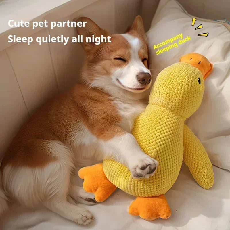 Pet Plush Toy. Calming Duck Companion. Sleeping Duck Toys. Chew Toy. Durable, Squeaky for Puppy Pet Teeth Cleaning, Chew Pet Toy