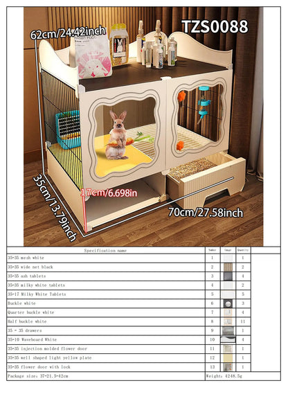 Rabbit Cage. Indoor Home Use with Toilet. Rabbit Villa, Small Dog, Kitten &  Guinea Pig Cage.