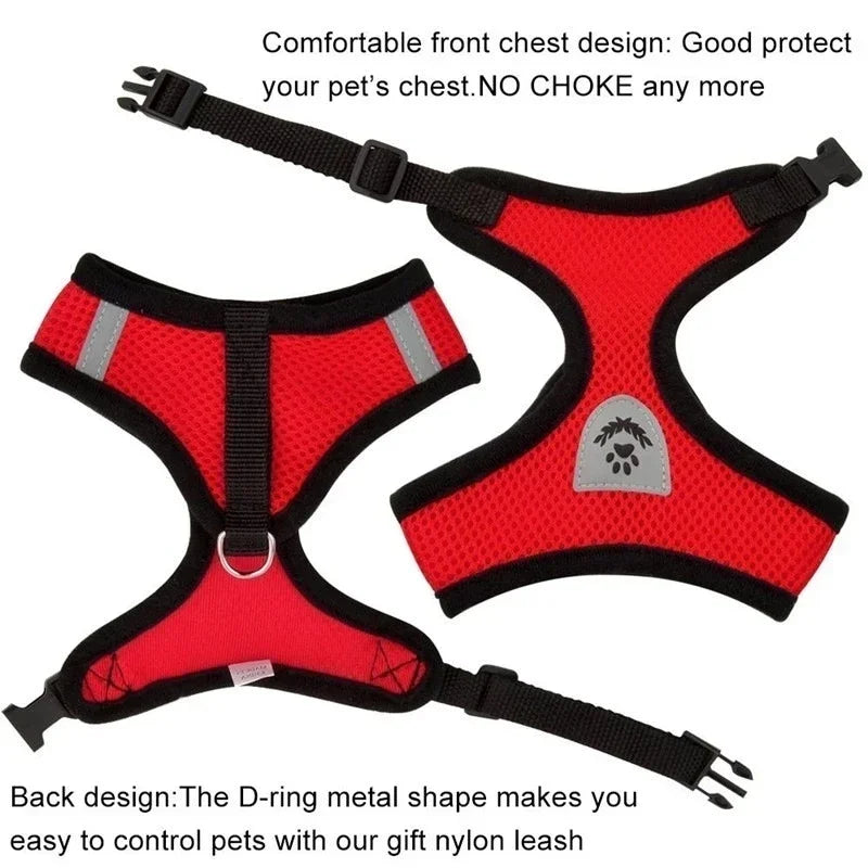 Cat Harness Vest. Walking Lead Leash For Puppies & Cats. Collar Polyester. Adjustable Mesh Harness For Small Medium Pets