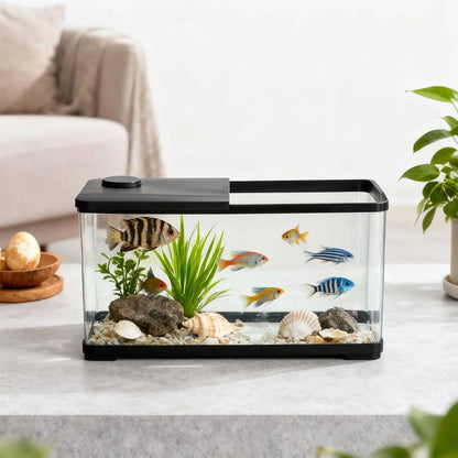 GarveeLife 13-Gallon Aquarium Kit – Complete Fish Tank with LED Light & Lid for Goldfish, Betta & Shrimp