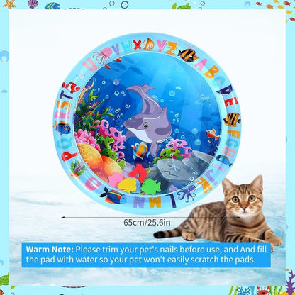 Pet Water Sensory Play Mat for Cats and Dogs. Thickened Cooling Pad. Interactive, Self Play Toy for Pets Indoor Activity