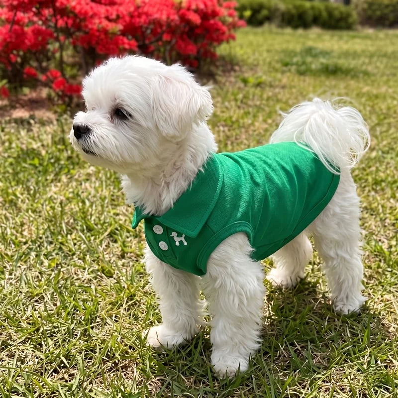 Dog Polo Shirt, Embroidered Pet T-Shirt for Small Dogs