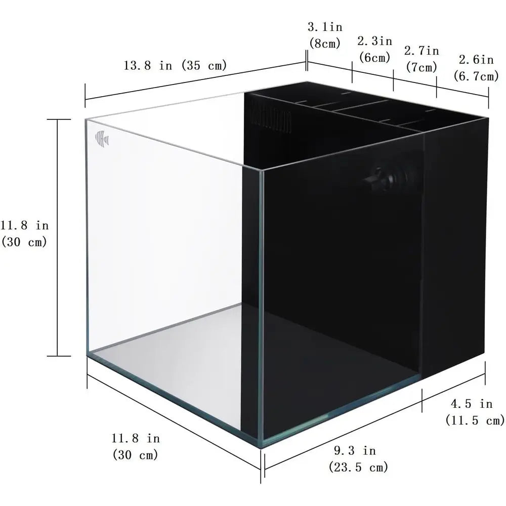8-Gallon Saltwater Tank with Low Iron Glass, 45° Joints, Ideal for Marine and Reef Aquariums