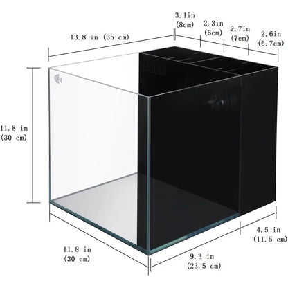 8-Gallon Saltwater Tank with Low Iron Glass, 45° Joints, Ideal for Marine and Reef Aquariums