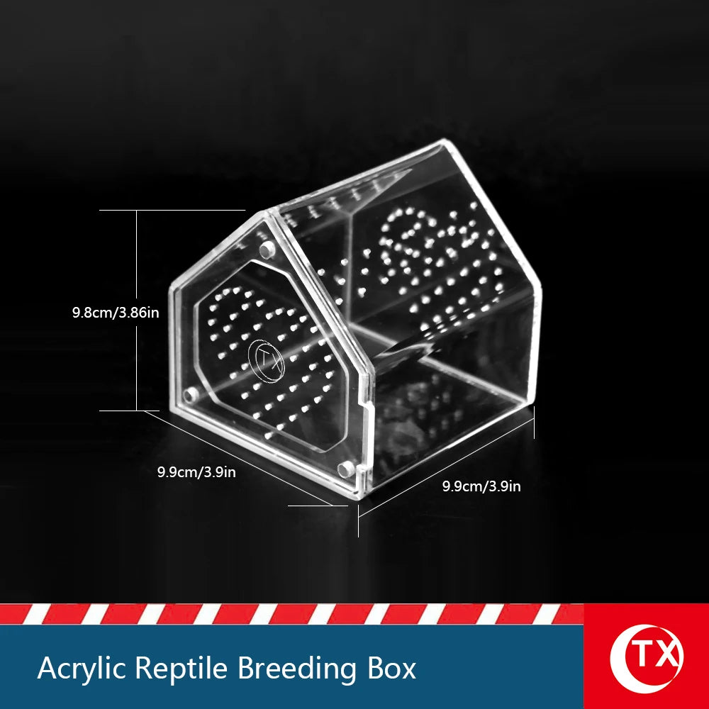 House-Shaped Acrylic Reptile Breeding Box. Transparent Pet Habitat for Spiders, Lizards & Insects. Magnetic Door & Breathable