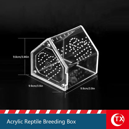 House-Shaped Acrylic Reptile Breeding Box. Transparent Pet Habitat for Spiders, Lizards & Insects. Magnetic Door & Breathable
